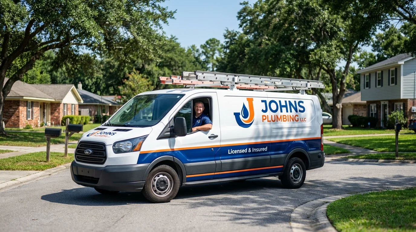 Johns Plumbing LLC service van in Clifton Springs, NY