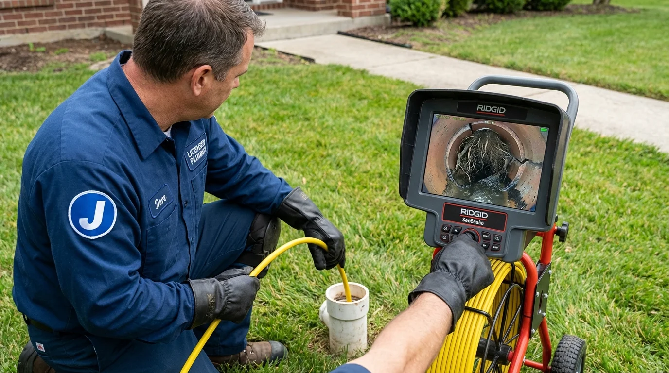Sewer camera inspection being performed by Johns Plumbing LLC in Clifton Springs
