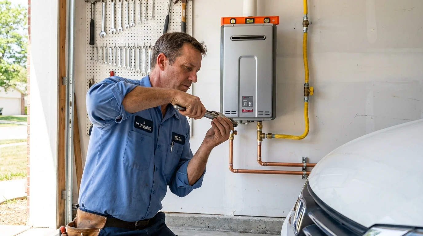 Tankless water heater installation by a Johns Plumbing LLC plumber in Clifton Springs